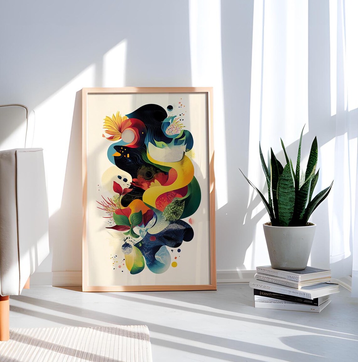 Vibrant Organic Abstract Art Print Colorful Blob Modern Painting