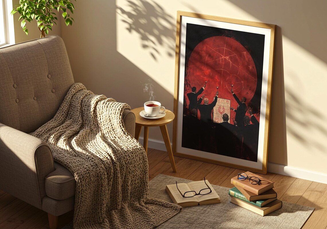 Red Moon Secret Society Toast Dark Surreal Mystery Wall Poster - Image 3