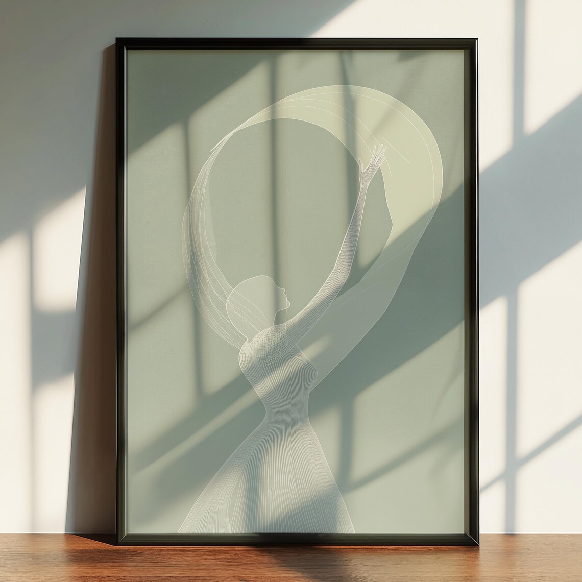Dancer Elegant Minimalist Line Art Motion Sage Green Abstract Poster - Image 5