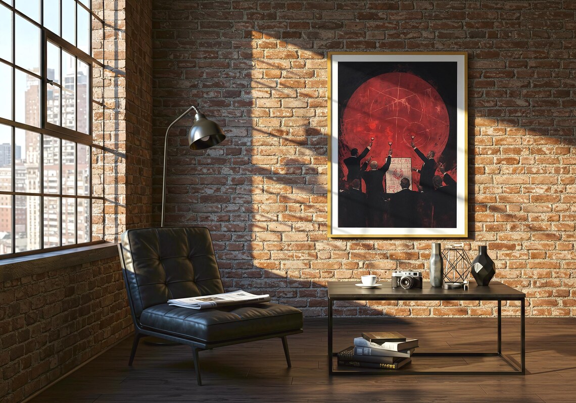 Red Moon Secret Society Toast Dark Surreal Mystery Wall Poster - Image 2