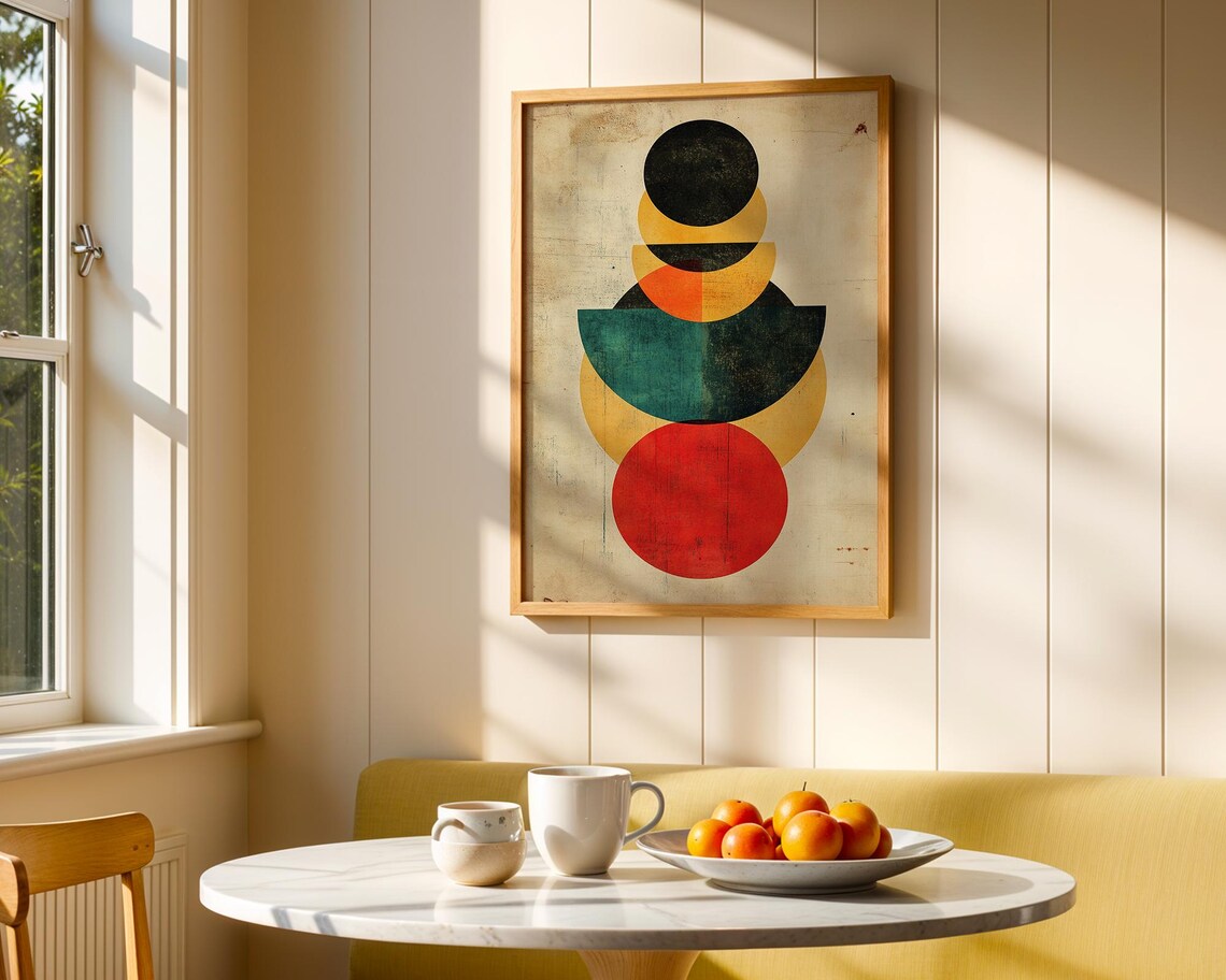 Vintage Geometric Circles Abstract Midcentury Modern Art Poster - Image 5