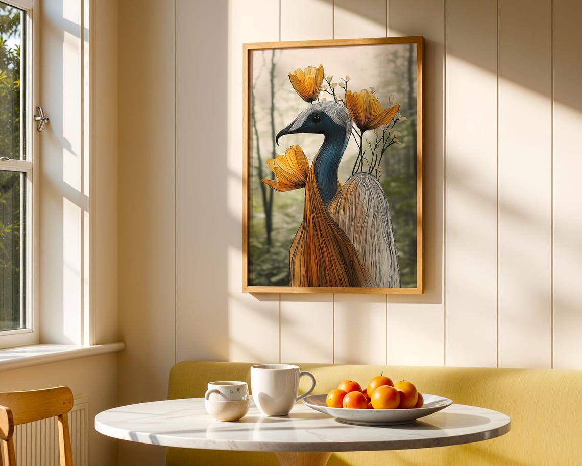 Floral Bird Art Print, Surreal Botanical Fantasy - Image 4