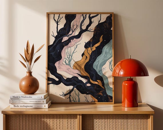 Organic Flow Art Print Abstract Tree Branches Modern Nature Wall Decor Illustration