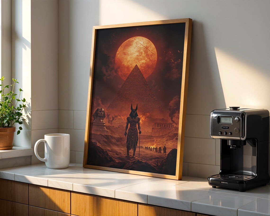 Anubis Pyramid Blood Moon Ancient Egypt Mythology Dark Art Poster - Image 4