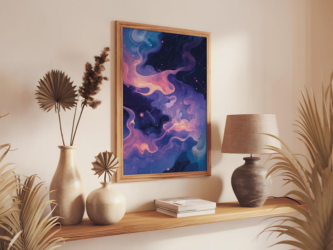 Purple Nebula Cosmic Galaxy Fluid Swirling Space Abstract Poster - Image 2