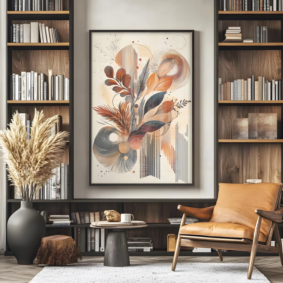 Boho Botanical Abstract Leaf Art Terracotta Modern Wall Poster - Image 4