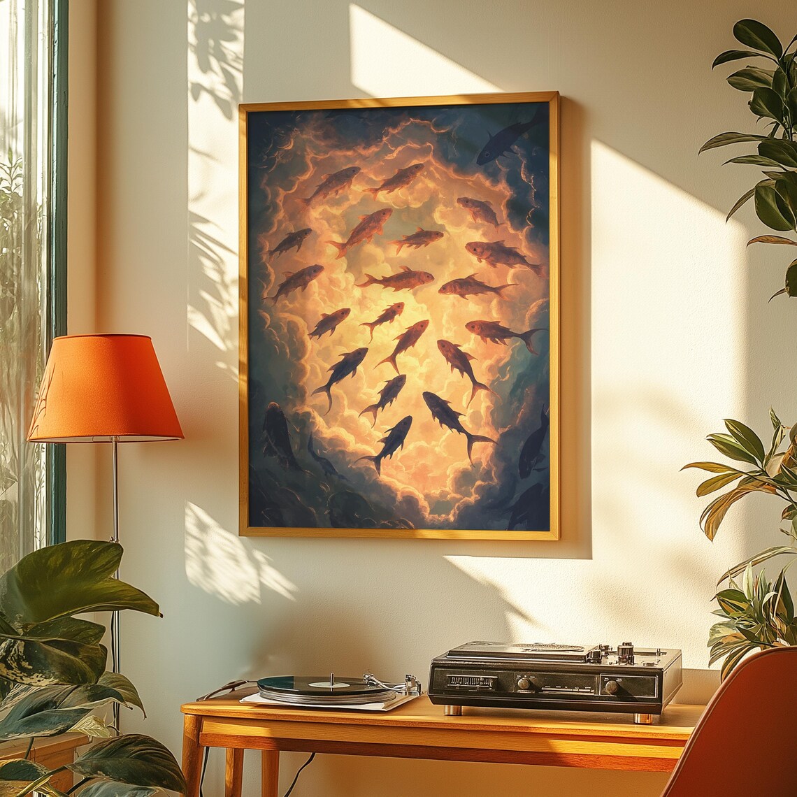 Fish And Clouds Art Print Ethereal Sky Swim Surreal Aquatic Dreamscape Wall - Image 5