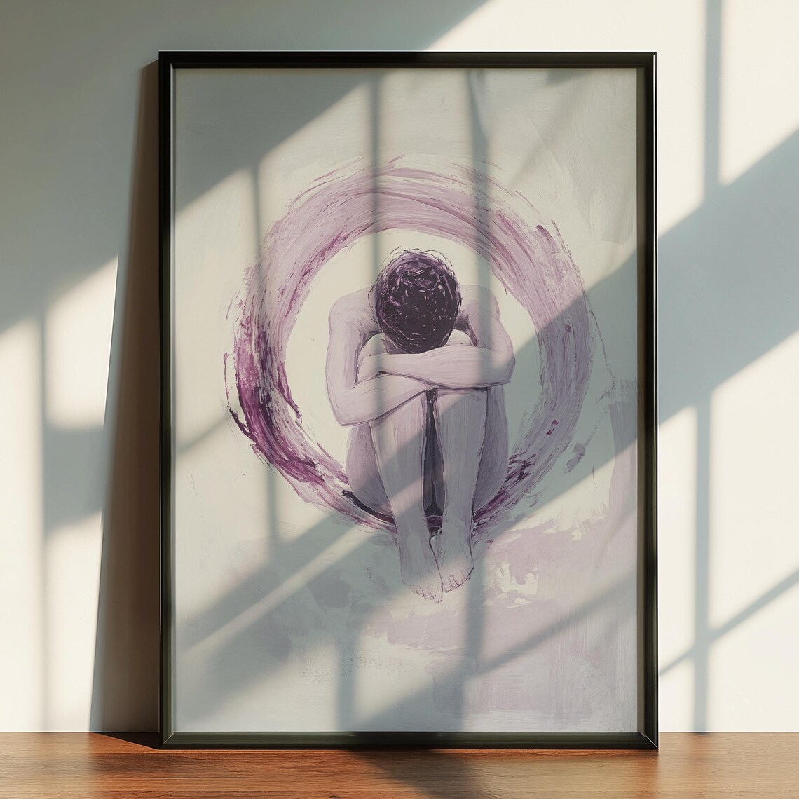 Violet Solitude Minimalist Emotional Figure Purple Brushstroke Poster - Image 5