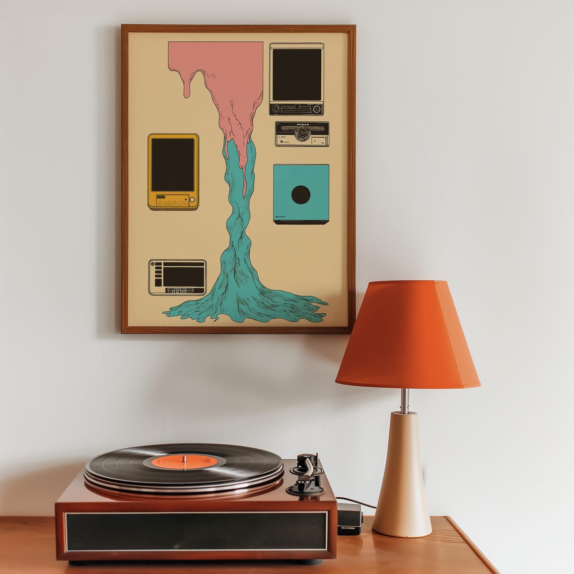 Retro Tech Collage Vintage Computers Paint Drip Fun Wall Poster - Image 3