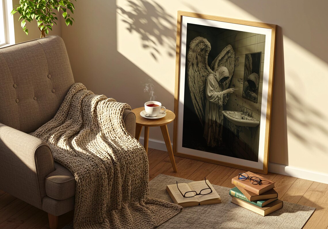 Fallen Angel Gothic Bathroom Decay Wings Dark Surreal Fantasy Poster - Image 3