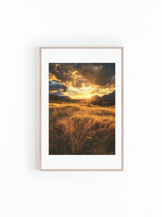 Photo Of Sunset On Hills And Mountain Ranges Beautiful Landscape Photo Minimalist Wall Art Print Instant Hiking Photos