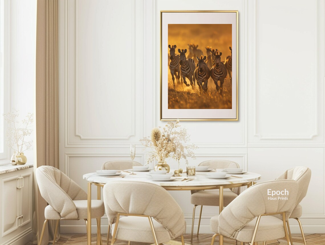 Zebra Herd Running Toward Camera At Golden Sunset Safari Poster - Image 2
