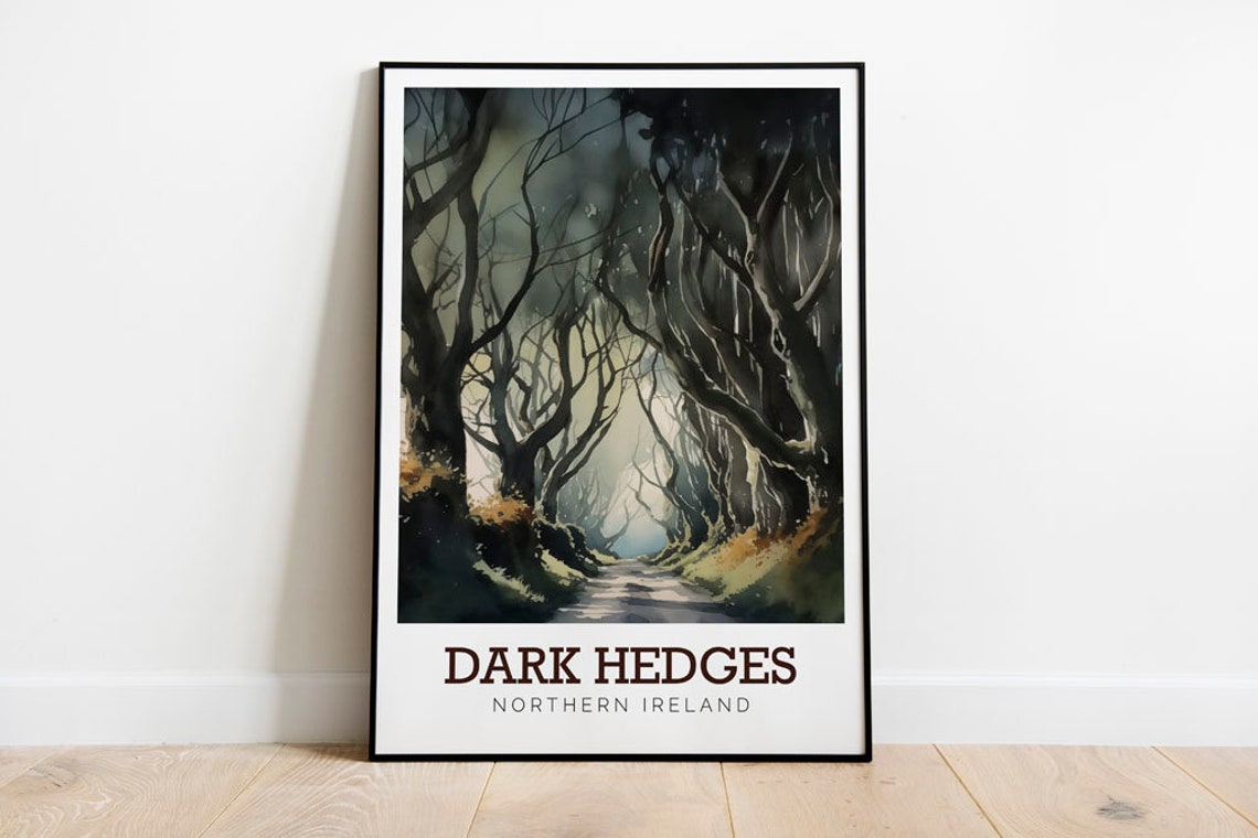 Dark Hedges Northern Ireland Ancient Beech Avenue Watercolor Poster