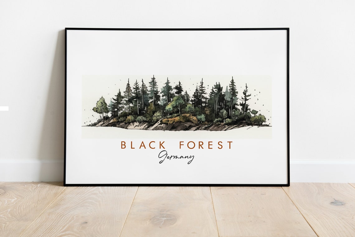 Black Forest Minimalist Ink Print Available In Many Sizes And Finishes
