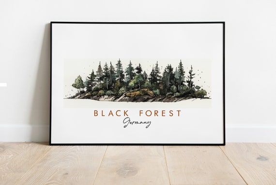 Black Forest Minimalist Ink Print Available In Many Sizes And Finishes