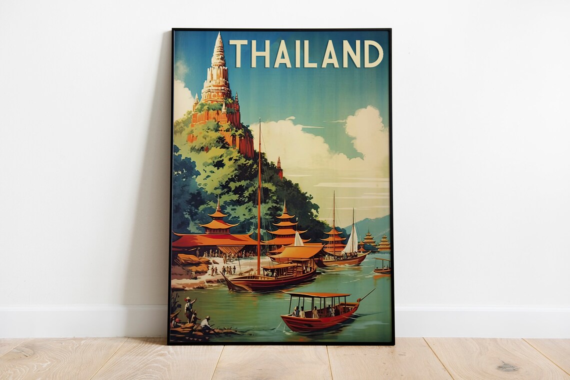 Tropical Thailand 1950s Style Vintage Travel Poster