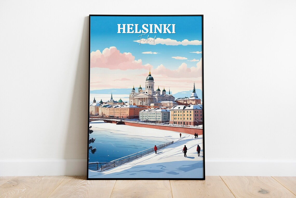 Winter In Helsinki Travel Poster, Europe Wall Art