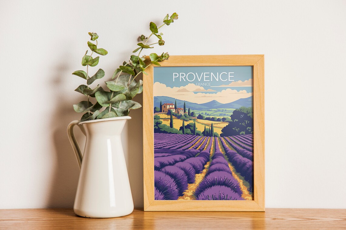 Provence France Lavender Fields Countryside Modern Travel Poster - Image 2
