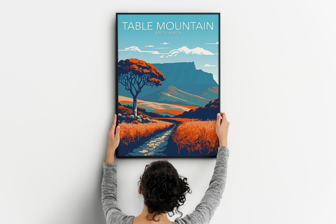 Table Mountain South Africa Cape Town Sunset Landscape Poster - Image 2