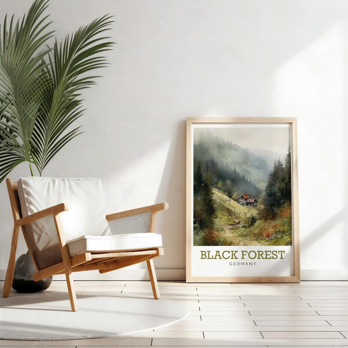 Black Forest Germany Misty Valley Watercolor Art Travel Poster - Image 2