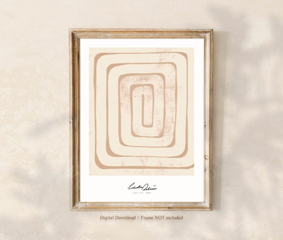 Boho Print Abstract Art Prints Finger Labyrinth Beige Minimal Living Room Art Contemporary Art Celestesstudio