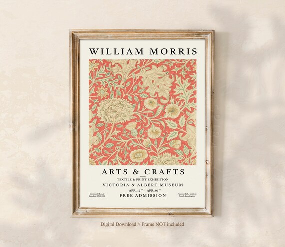 William Morris Arts and Crafts Exhibition Museum Poster Red Floral