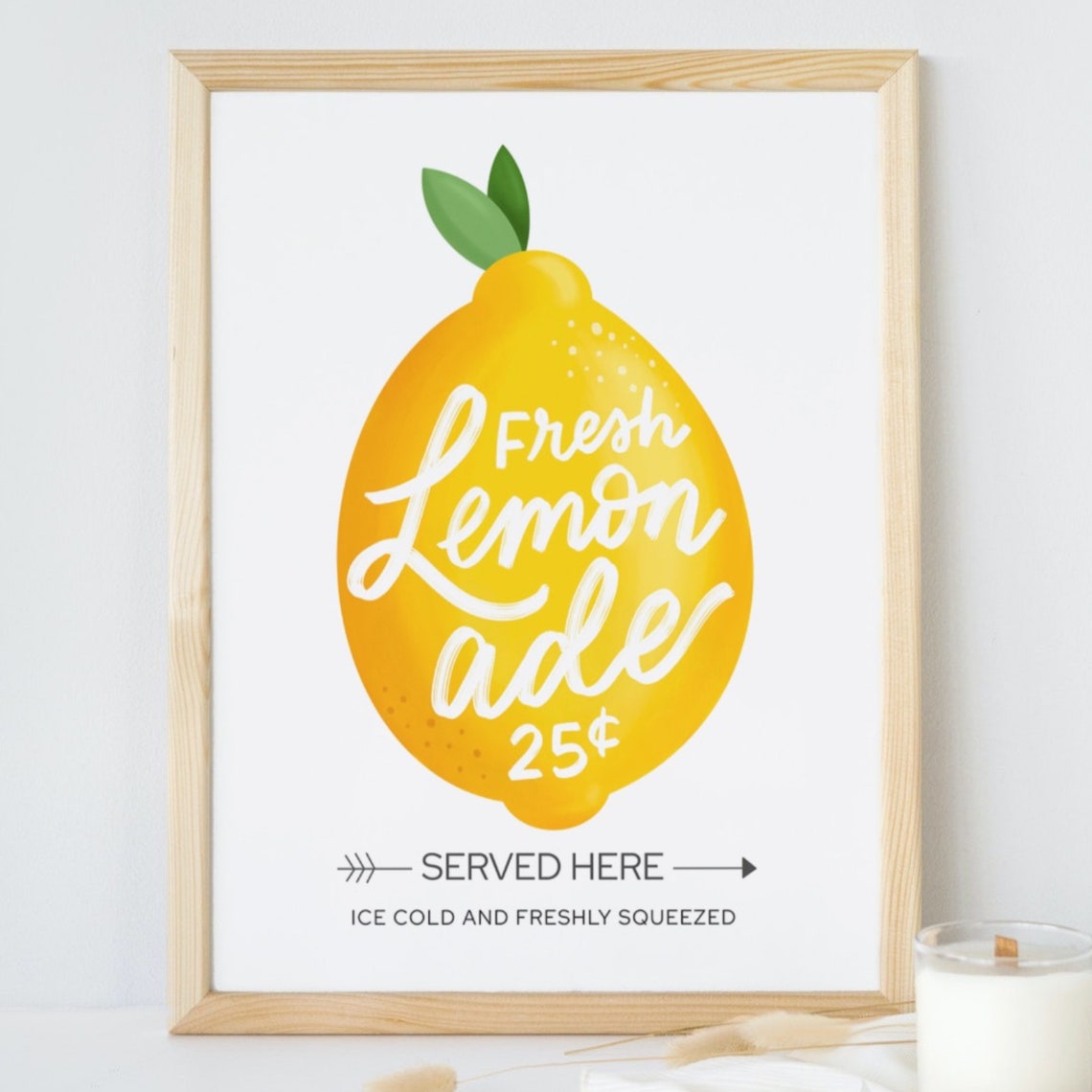 Fresh Lemonade Served Here Ice Cold Vintage Lemon Sign Poster - Image 3