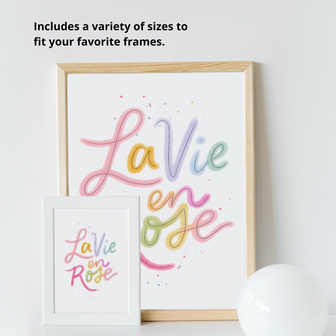 La Vie en Rose Colorful Rainbow Hand Lettered French Quote Poster - Image 3