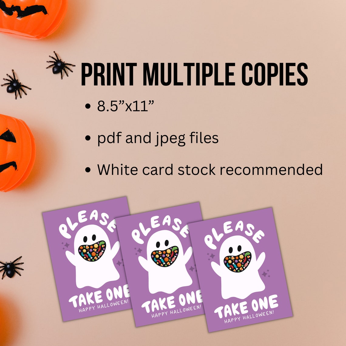 Trick Or Treat Sign Halloween Party Decor Cute Ghost Candy Sign Porch Sign - Image 4