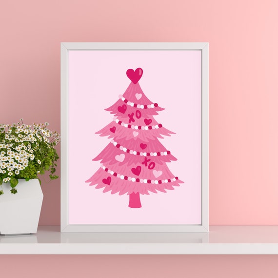 Trendy Valentines Art Vday Wall Art Valentine Tree Design Diy Valentines Day Decor Cute Pink And Red