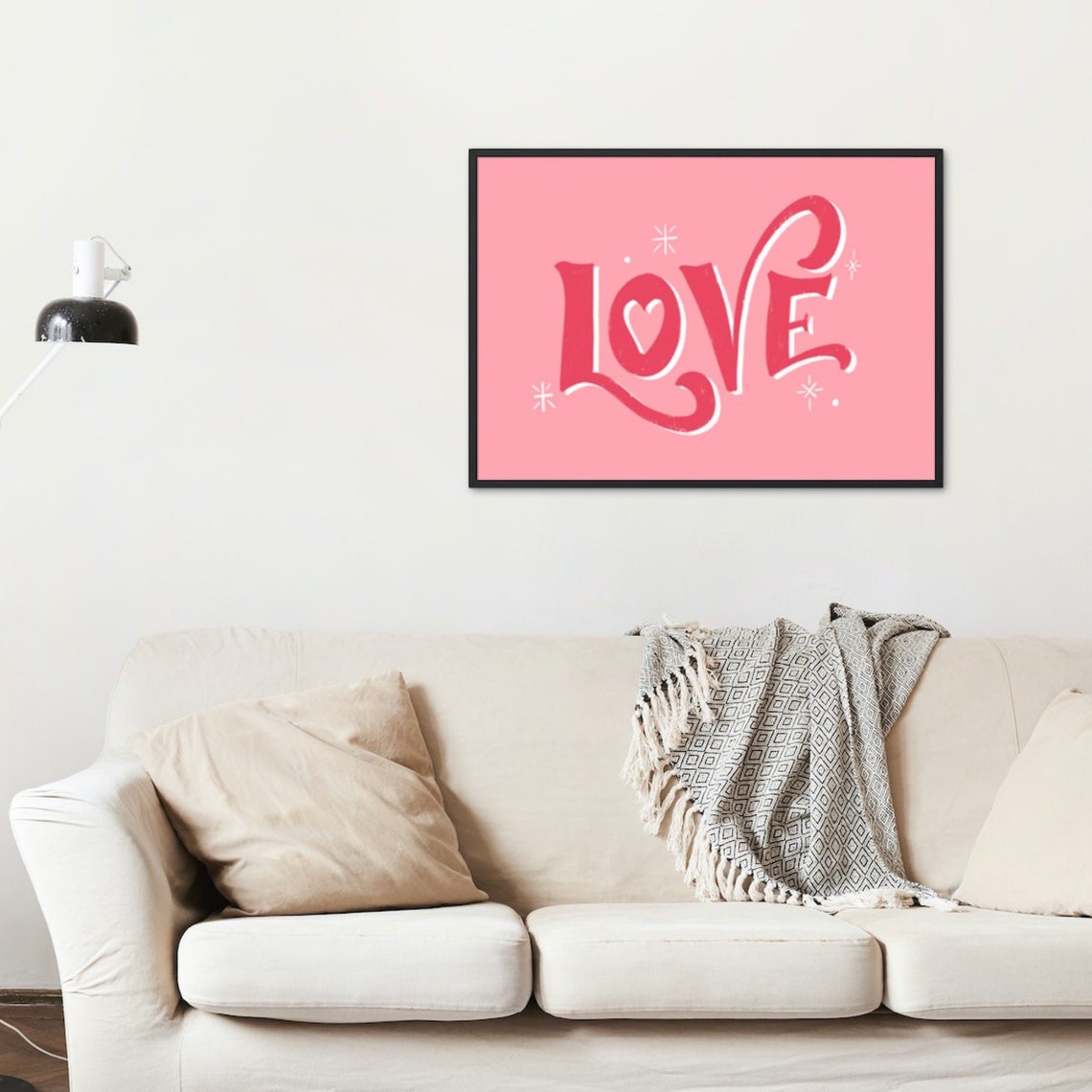 Bold LOVE Pink Hand Lettered Romantic Valentine Decor Sign Poster - Image 3