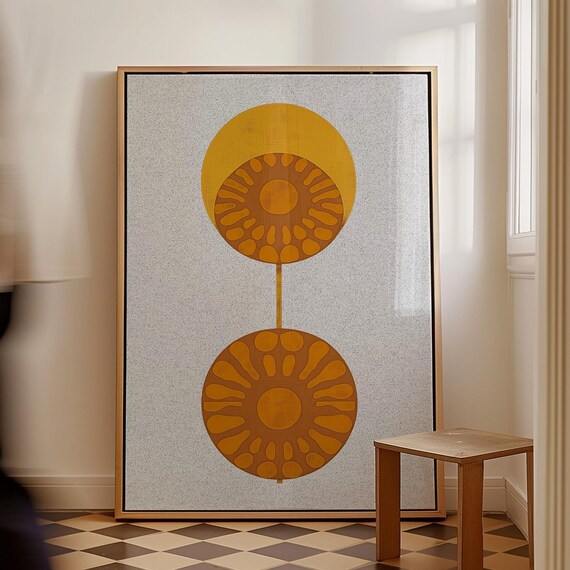Southwestern Abstract Art Print Two Suns Geometric Design
