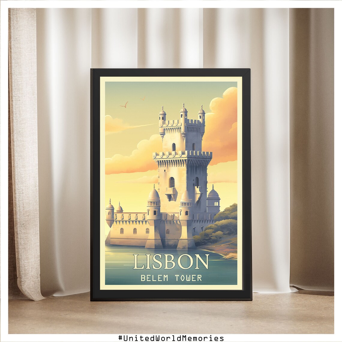 Lisbon Portugal Belem Tower River Sunset Historic Landmark Poster - Image 5