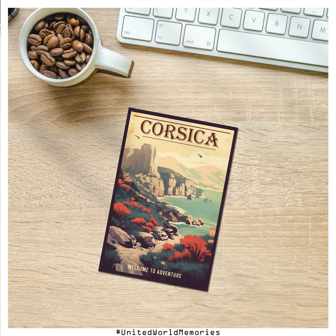 Corsica Welcome To Adventure Vintage Rocky Coastline Travel Poster - Image 3