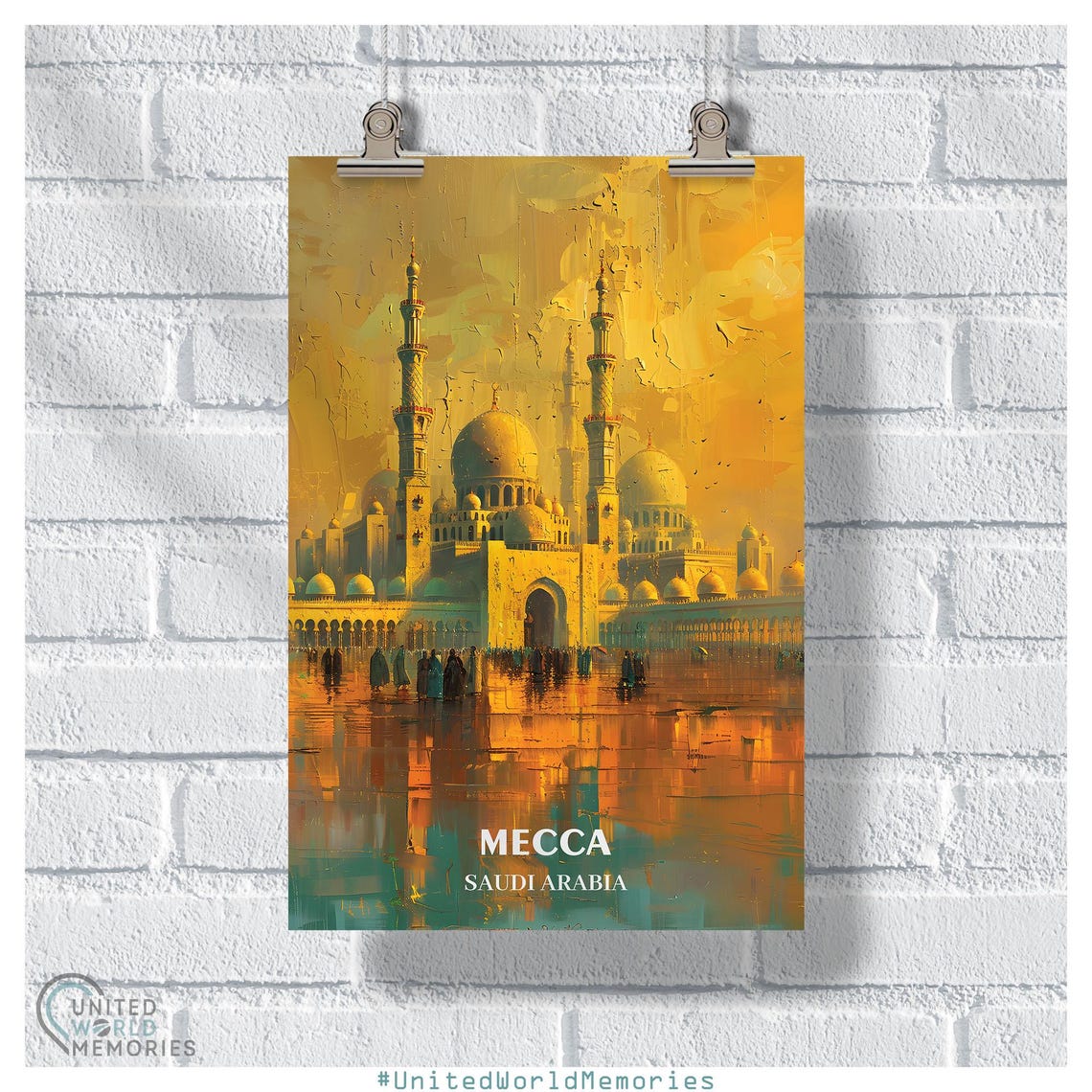 Mecca Saudi Arabia Grand Mosque Golden Sunrise Islamic Poster