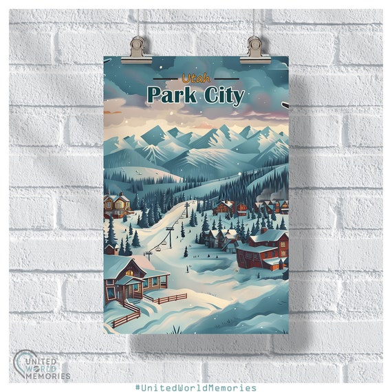 Park City Mountain Majesty Poster Ski Resort Utah Print Snowboarding Wall Art