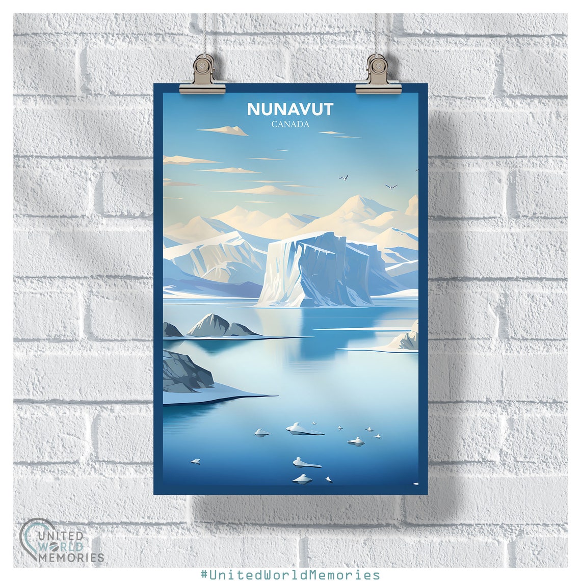 Nunavut Canada Arctic Iceberg Glacier Minimalist Blue Ocean Poster