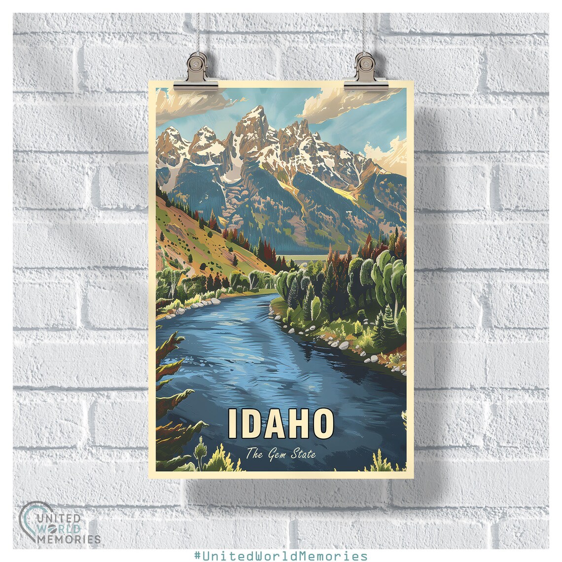 Idaho Gem State Grandeur Travel Poster, Retro Style - Image 5