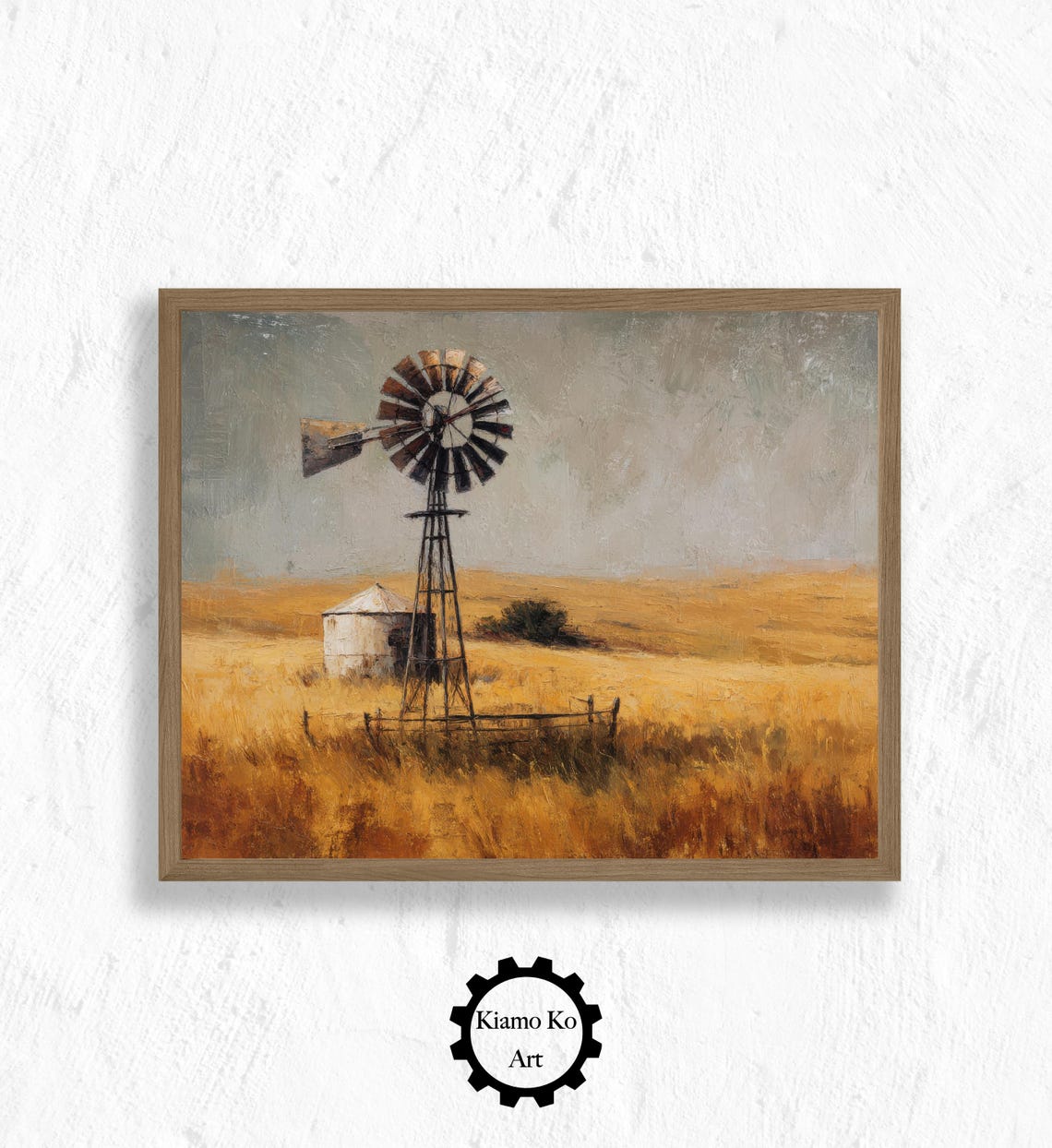 Lonely Windmill And Silo In A Golden Prairie Wheat Field Poster