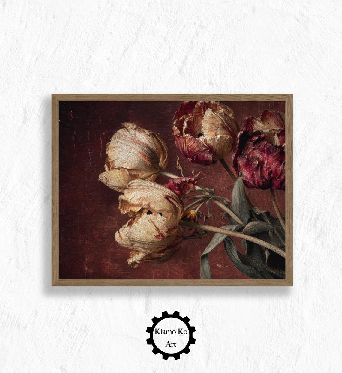 Drooping Parrot Tulips Baroque Style Floral Still Life Art Poster