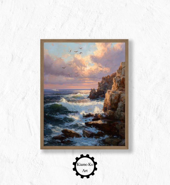 Coastal Lighthouse Seagull In The Breeze Nautical Wall Art Beach Decor Harbor Print Home Gift Vintage