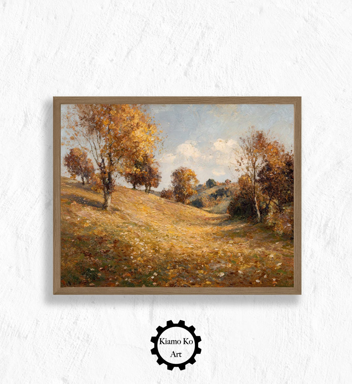 Golden Autumn Trees Glowing On A Sunlit Hillside Landscape Poster