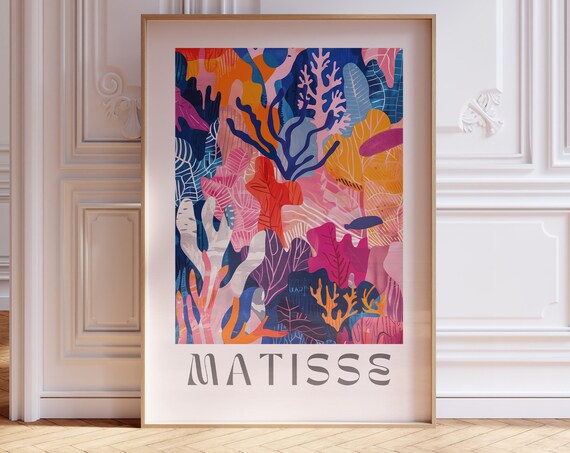Henri Matisse Inspired Print With Frame Matisse Art Print Livingroom Wall Art Artful Matisse Framed Poster Gallery Wall Printed Matisse
