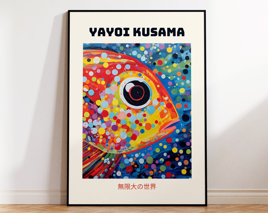 Yayoi Kusama Colorful Dot Fish Infinity World Japanese Art Poster