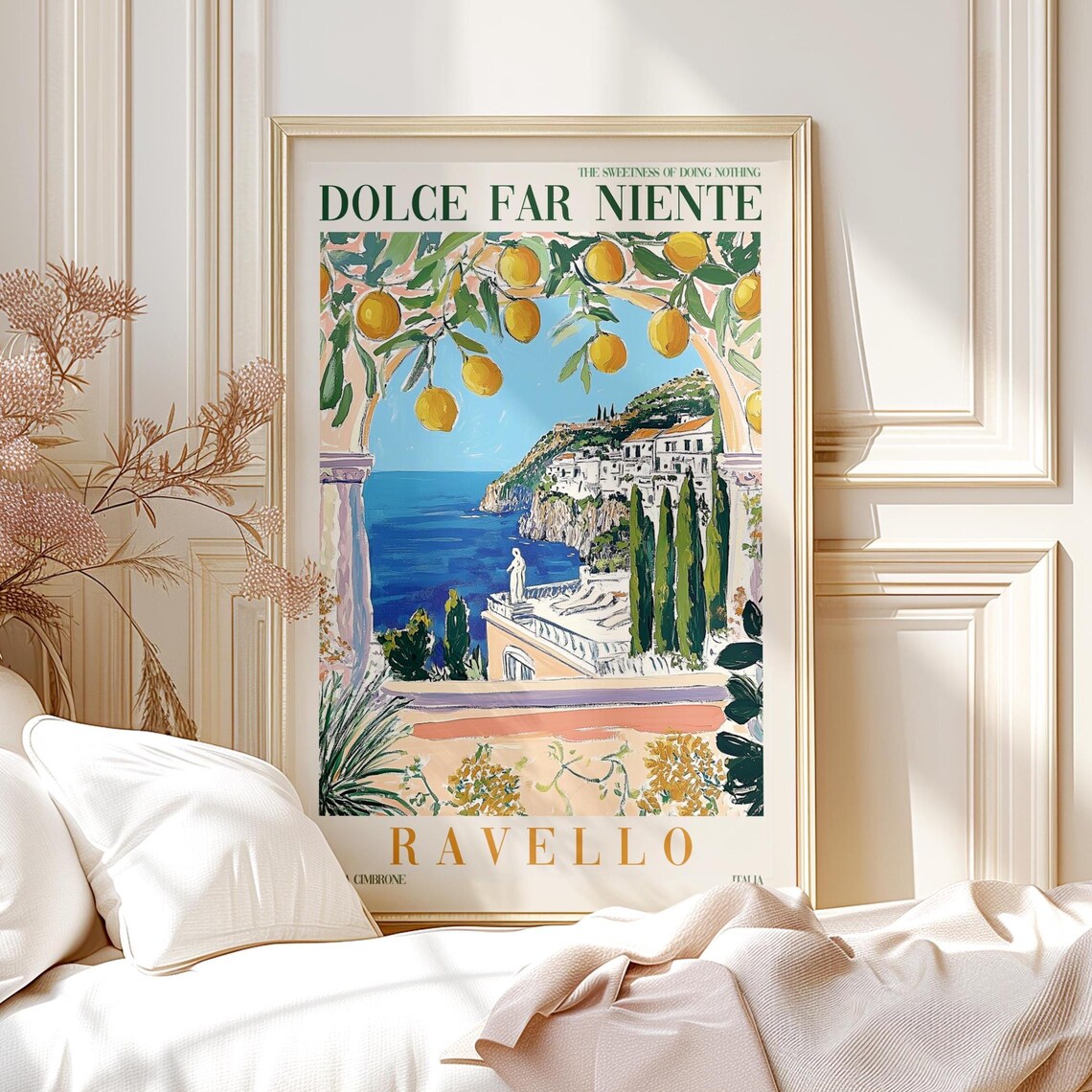 Ravello Amalfi Coast Italy Watercolor Travel Poster