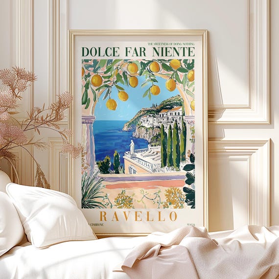 Ravello Amalfi Coast Italy Watercolor Travel Poster