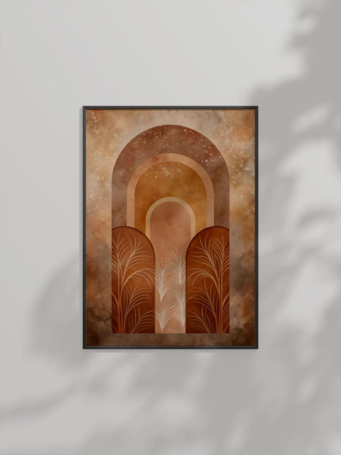 Boho Arch Botanical Art Modern Minimalist Earthy Palm Fronds Poster