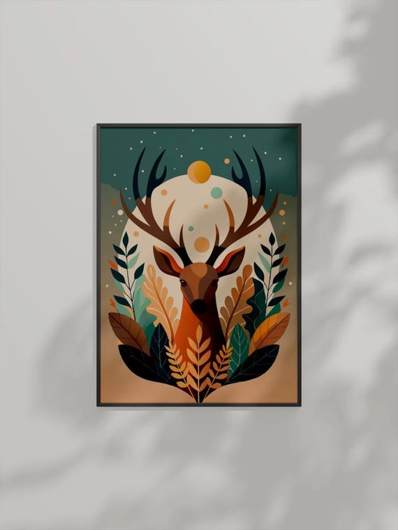 Autumn Stag Forest Wildlife Illustration