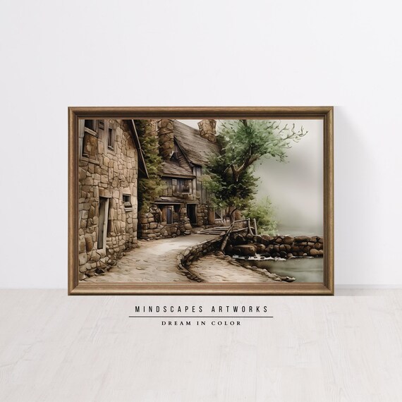Lakeside Hideaway Rustic Stone House, Travel Poster
