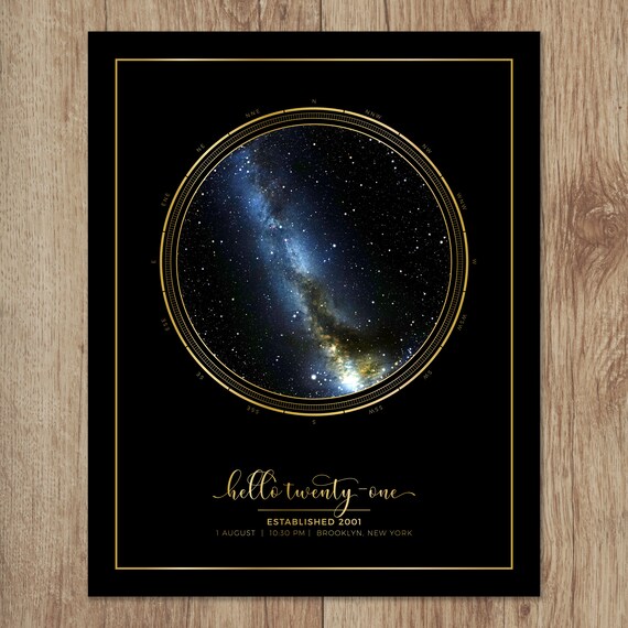 Celestial Watercolor Star Map By Date Art Print
